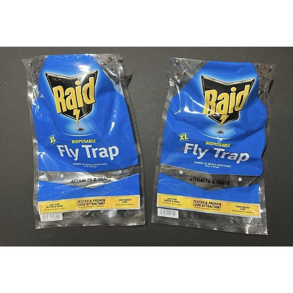 Lot of 2 | Raid Disposable XL Fly Trap Bag Attract & Traps Flying Insects